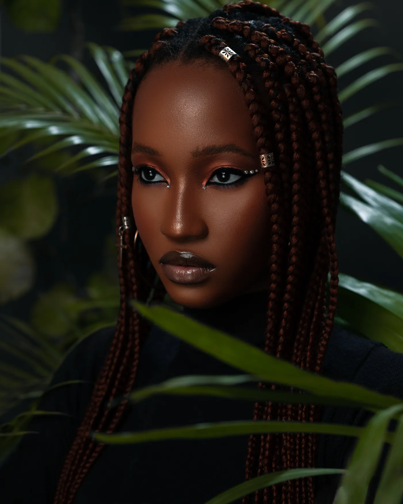 Tresses soignées, portrait en extérieur